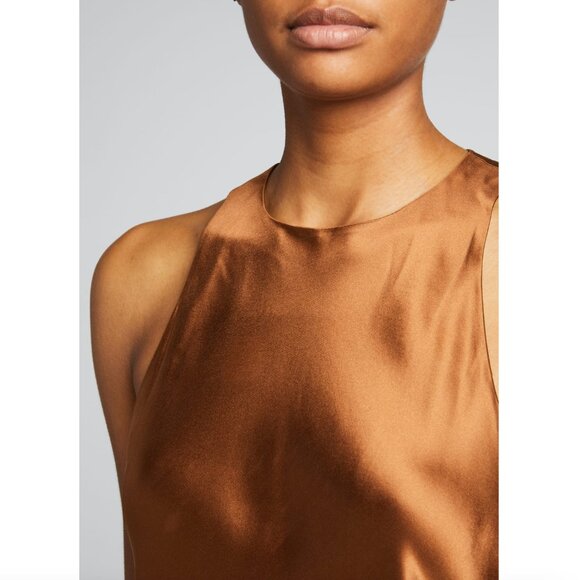 Tibi Heavy Satin Midi Bias Dress in Bronze, size 00 - Picture 3 of 14